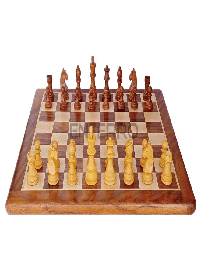 ENTERRO Wooden Chess Board Flat - 17" x 17" with Wooden Chess Pieces - King Size 3" with 2 Extra Queens - Tournament Chess Set - Image 1